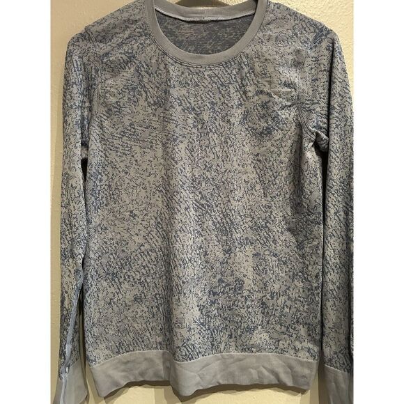 Lululemon Sz 4 Swiftly Breathe Long Sleeve - Floral Fauna Blue Linen Water Drop - Picture 2 of 6